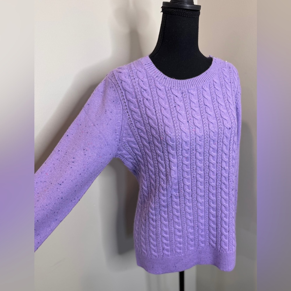 Talbots Women’s Medium Lavender Cable Knit Sweater NWT Cottagecore Cozy Chic - Picture 2 of 11